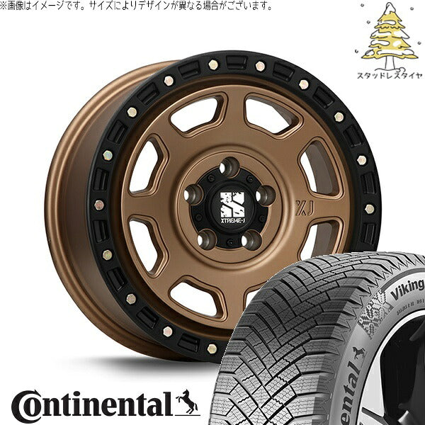 コンチネンタル バイキングコンタクト8 215/65R16 + エクストリームJ XJ07 マットブロンズ/ブラックリム 16インチ 7J +35 5H114.3P スタッドレス・ホイール4本セット。1枚目。