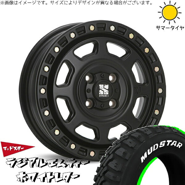 マッドスター ラジアルMT 145/80R12 + エクストリームJ XJ07 サテンブラック 12インチ 4.00B +42 4H100P サマー・ホイール4本セット。1枚目。