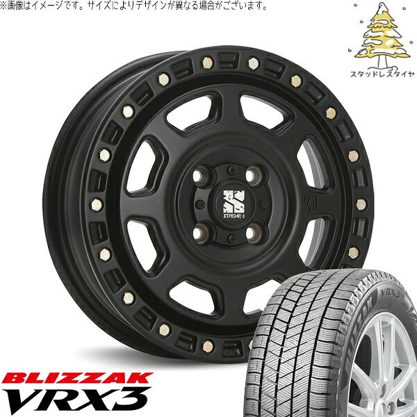ブリヂストン ブリザック VRX3 (BLIZZAK VRX3) 165/55R14 + エクストリームJ XJ07 サテンブラック 14インチ 4.5J +43 4H100P スタッドレス・ホイール4本セット。1枚目。
