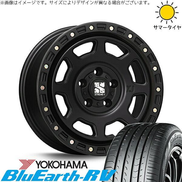 ヨコハマタイヤ ブルーアース RV03 205/65R16 + エクストリームJ XJ07 サテンブラック 16インチ 7J +35 5H114.3P サマー・ホイール4本セット。1枚目。