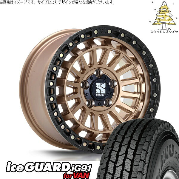 ヨコハマタイヤ アイスガード91 IG91 225/70R16 + XTREME-J XJ08 マットブロンズ/ブラックリム 16インチ 7J +35 5H114.3P スタッドレス・ホイール4本セット。1枚目。
