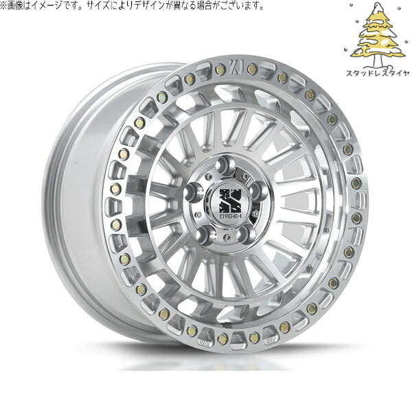 輸入スタッドレスタイヤ(銘柄指定不可) 215/45R17 + エクストリームJ XJ08 グロスマシンド 17インチ 7.5J +42 5H114.3P ホイール4本セット。1枚目。