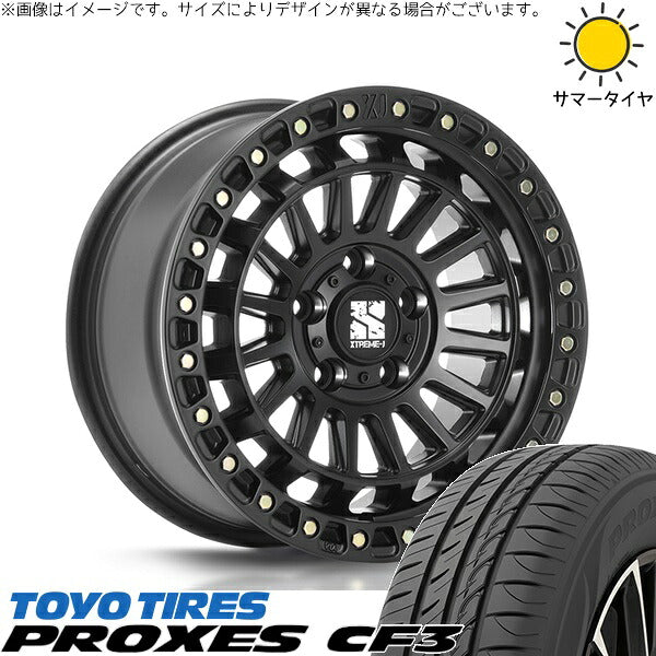 トーヨータイヤ プロクセス CF3 225/55R17 + XTREME-J XJ08 サテンブラック 17インチ 7.5J +42 5H114.3P サマー・ホイール4本セット。1枚目。