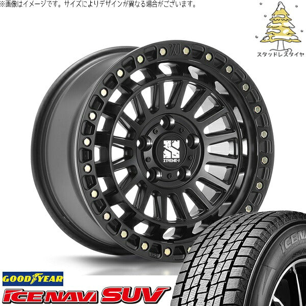 グッドイヤー アイスナビ SUV (ICENAVI SUV) 225/55R18 + エクストリームJ XJ08 サテンブラック 18インチ 8J +40 5H114.3P スタッドレス・ホイール4本セット。1枚目。