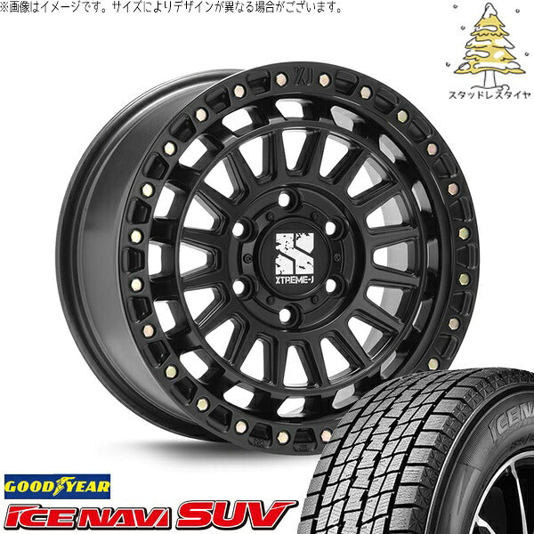 グッドイヤー アイスナビ SUV (ICENAVI SUV) 265/70R17 + エクストリームJ XJ08 サテンブラック 17インチ 8J +50 6H139.7P スタッドレス・ホイール4本セット。1枚目。