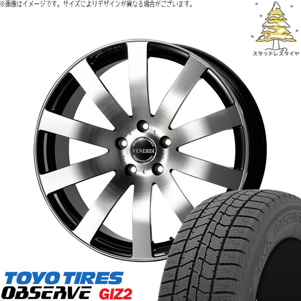 トーヨータイヤ OBSERVE 215/45R18 + ヴェネルディ ツィンガー ミラーカット/ブラックメタリック 18インチ 7.5J +38 5H114.3P スタッドレス・ホイール4本セット。1枚目。