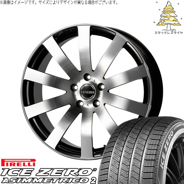 ピレリ アイスゼロアシンメトリコ2 245/45R19 + ヴェネルディ ツィンガー ミラーカット/ブラックメタリック 19インチ 8J +38 5H114.3P スタッドレス・ホイール4本セット。1枚目。