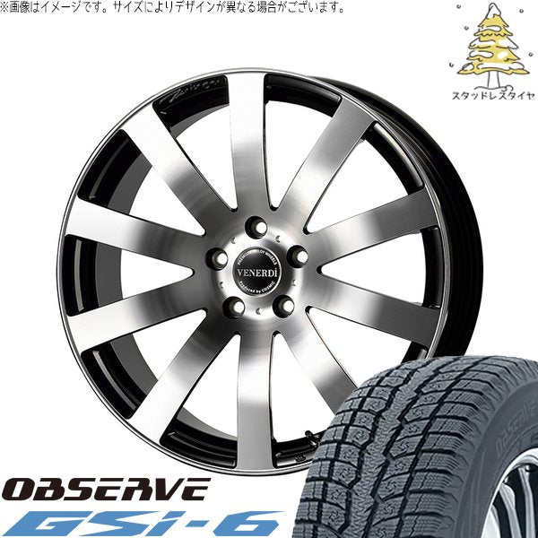 トーヨータイヤ オブザーブ Gsi-6 235/55R18 + ヴェネルディ ツィンガー ミラーカット/ブラックメタリック 18インチ 7.5J +38 5H114.3P スタッドレス・ホイール4本セット。1枚目。