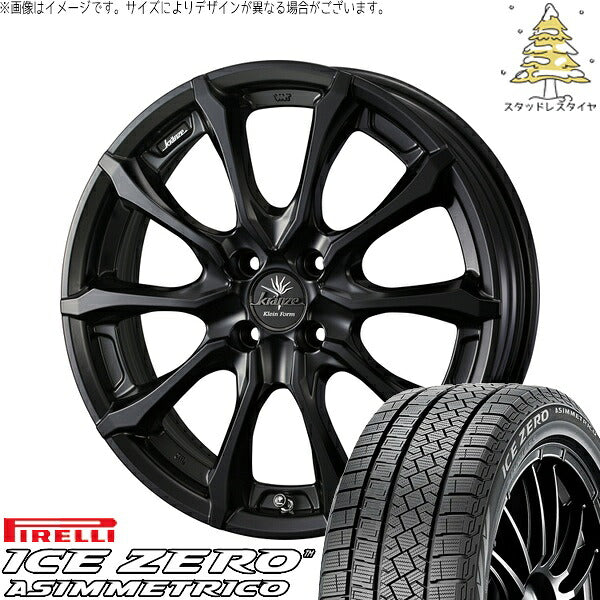 ピレリ アイスゼロアシンメトリコ 195/60R17 ＋ クレンツェ ヴェルサム 030EVO マットブラック 17インチ 6J +40 4H100P スタッドレス・ホイール4本セット。1枚目。