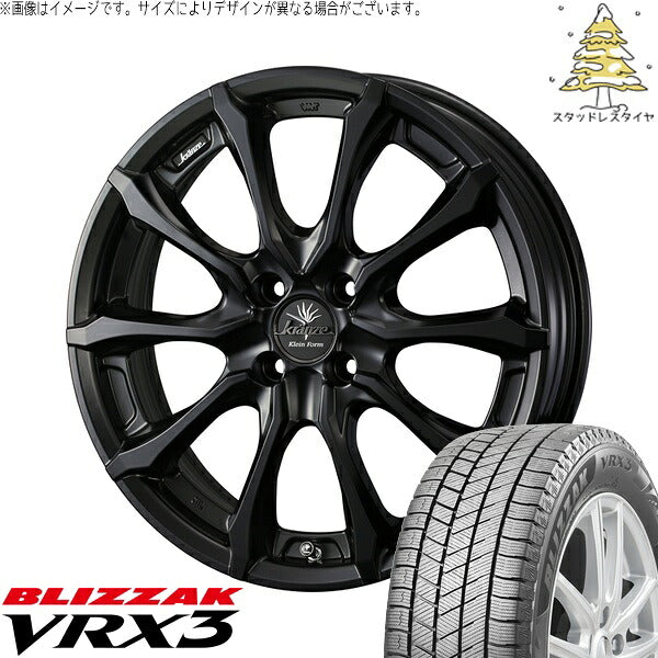 ブリヂストン ブリザック VRX3 195/65R16 ＋ クレンツェ ヴェルサム 030EVO マットブラック 16インチ 6.5J +40 4H100P スタッドレス・ホイール4本セット。1枚目。