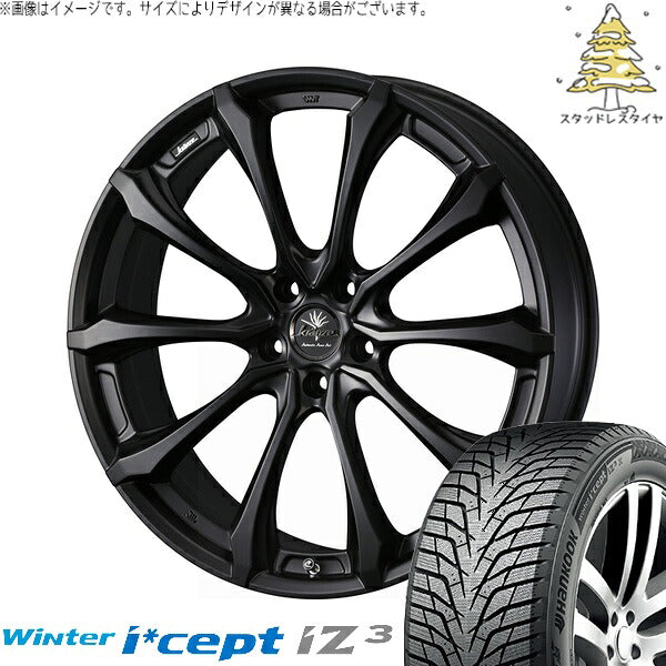ハンコック ウィンターアイセプト IZ3X W636A 225/55R19 ＋ クレンツェ ヴェルサム 030EVO マットブラック 19インチ 8J +48 5H114.3P スタッドレス・ホイール4本セット。1枚目。