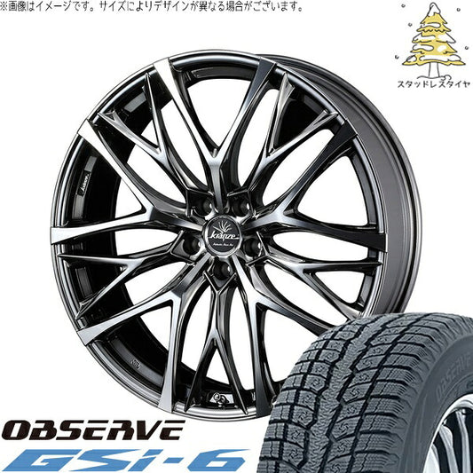 トーヨータイヤ オブザーブ Gsi-6 225/55R18 ＋ クレンツェ ウィーバル 100EVO CL SBC/ポリッシュ 18インチ 7.5J +48 5H100P スタッドレス・ホイール4本セット。1枚目。