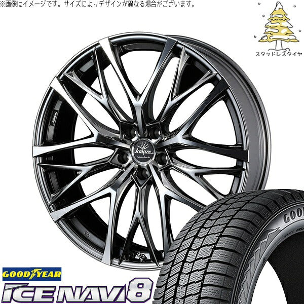 グッドイヤー アイスナビ8 225/40R18 ＋ クレンツェ ウィーバル 100EVO CL SBC/ポリッシュ 18インチ 7.5J +48 5H114.3P スタッドレス・ホイール4本セット。1枚目。