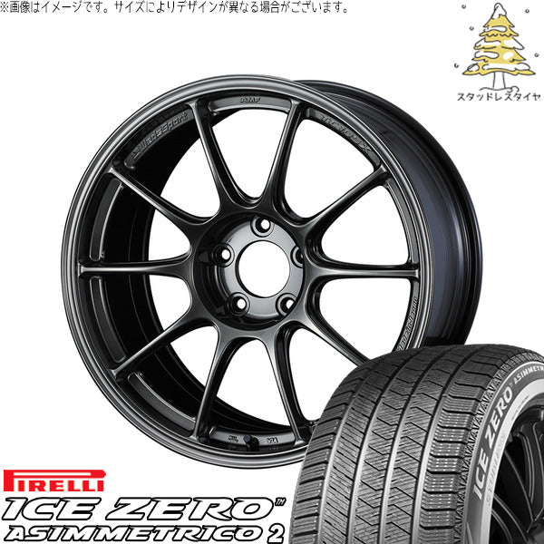 ピレリ アイスゼロアシンメトリコ2 225/50R18 ＋ ウェッズスポーツ TC-105X EJチタン 18インチ 8J +45 5H114.3P スタッドレス・ホイール4本セット。1枚目。