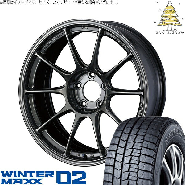 ダンロップ ウィンターマックス02 205/55R16 ＋ ウェッズスポーツ TC-105X EJチタン 16インチ 7J +48 5H100P スタッドレス・ホイール4本セット。1枚目。
