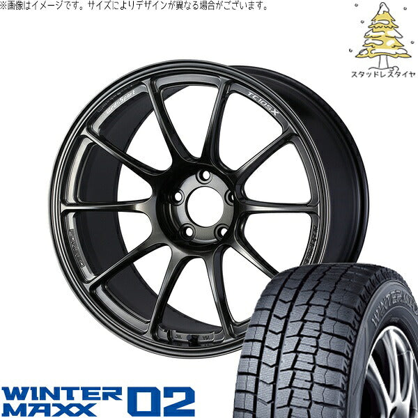 ダンロップ ウィンターマックス02 225/50R18 ＋ ウェッズスポーツ TC-105X FORGED EJチタン 18インチ 8.5J +43 5H114.3P スタッドレス・ホイール4本セット。1枚目。