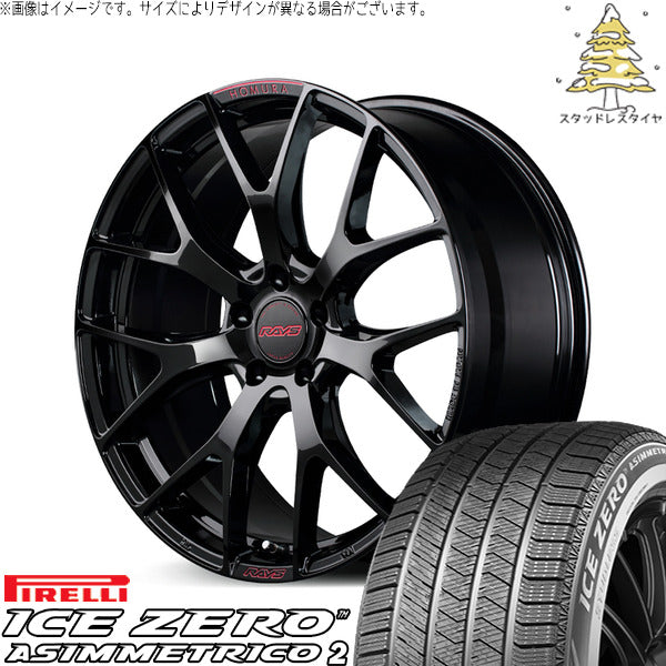 ピレリ アイスゼロアシンメトリコ2 215/50R17 ＋ ホムラ 2X7 FT SPEC-M グロッシーブラック 17インチ 7J +50 5H100P スタッドレス・ホイール4本セット。1枚目。