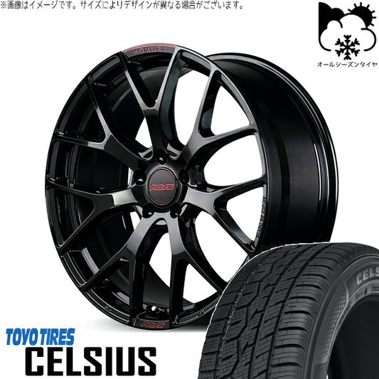 トーヨータイヤ セルシアス 225/60R17 ＋ ホムラ 2X7 FT SPEC-M グロッシーブラック 17インチ 7J +50 5H100P オールシーズン・ホイール4本セット。1枚目。