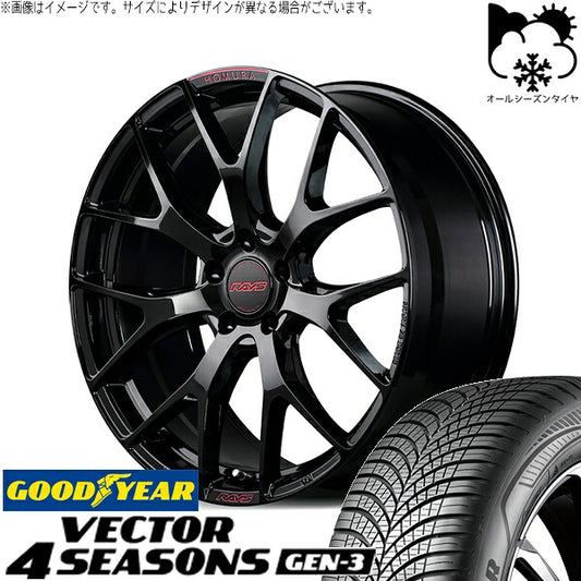 グッドイヤー ベクター4シーズンズ GEN-3 215/50R17 ＋ ホムラ 2X7 FT SPEC-M グロッシーブラック 17インチ 7J +50 5H100P オールシーズン・ホイール4本セット。1枚目。