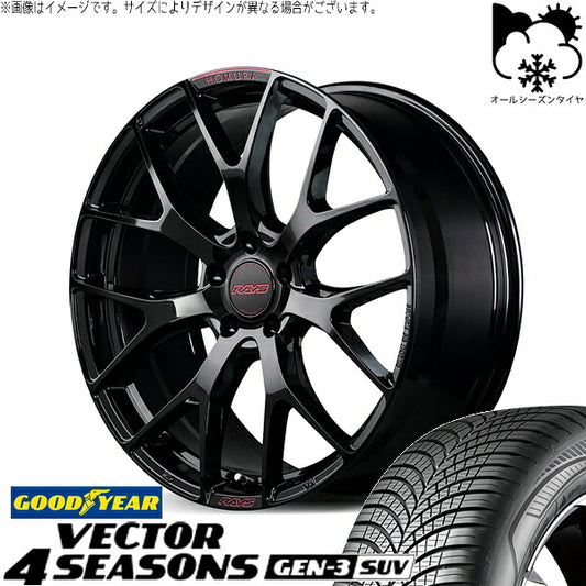 グッドイヤー ベクター4シーズンズ GEN-3 SUV 225/65R17 ＋ ホムラ 2X7 FT SPEC-M グロッシーブラック 17インチ 7J +50 5H100P オールシーズン・ホイール4本セット。1枚目。