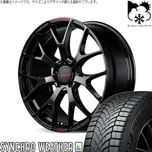 ダンロップ シンクロウェザー 205/50R17 ＋ ホムラ 2X7 FT SPEC-M グロッシーブラック 17インチ 7J +50 5H100P オールシーズン・ホイール4本セット。1枚目。