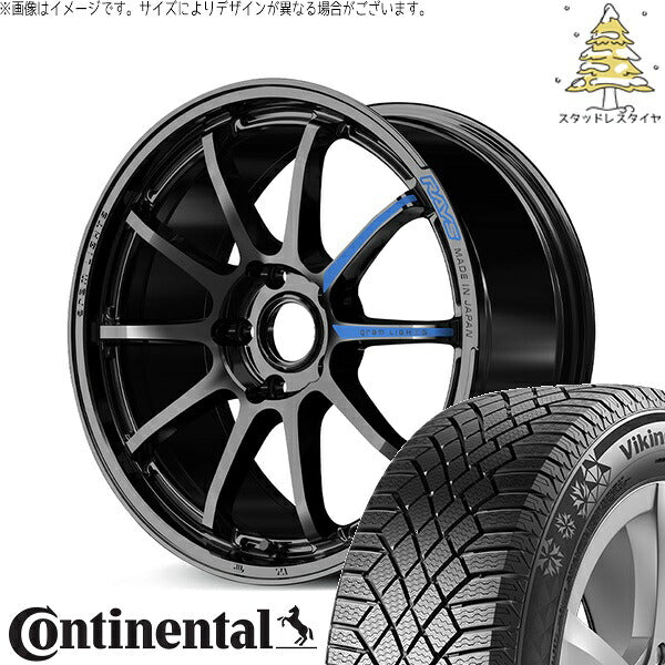 コンチネンタル バイキングコンタクト セブン (VikingContact7) 205/55R17 ＋ グラムライツ 57NR SPEC-M グロッシーブラック 17インチ 7.0J +46 5H114.3P スタッドレス・ホイール4本セット。1枚目。