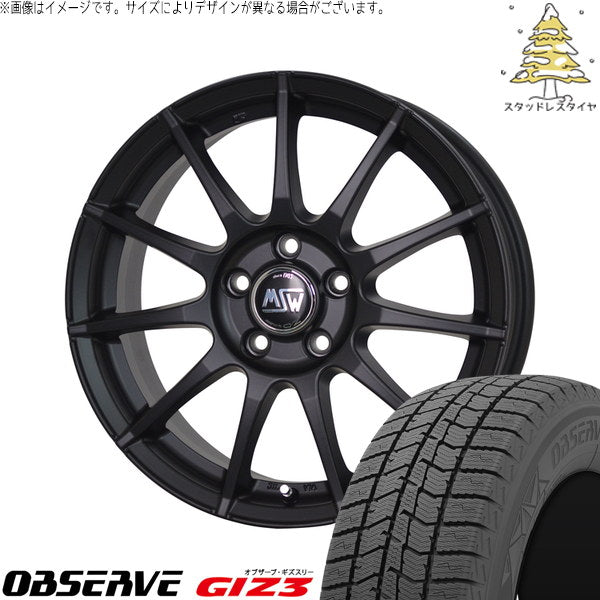 トーヨータイヤ オブザーブ GIZ3 165/55R15 ＋ MSW 85-2 マットブラック 15インチ 6J +45 4H100P スタッドレス・ホイール4本セット。1枚目。