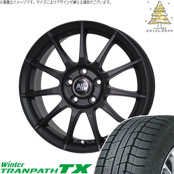 トーヨータイヤ ウィンタートランパス TX 185/65R15 ＋ MSW 85-2 マットブラック 15インチ 6J +45 4H100P スタッドレス・ホイール4本セット。1枚目。