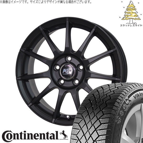 コンチネンタル バイキングコンタクト7 185/55R15 ＋ MSW 85-2 マットブラック 15インチ 6J +45 4H100P スタッドレス・ホイール4本セット。1枚目。