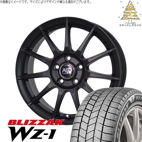 ブリヂストン ブリザック WZ-1 165/55R15 ＋ MSW 85-2 マットブラック 15インチ 6J +45 4H100P スタッドレス・ホイール4本セット。1枚目。