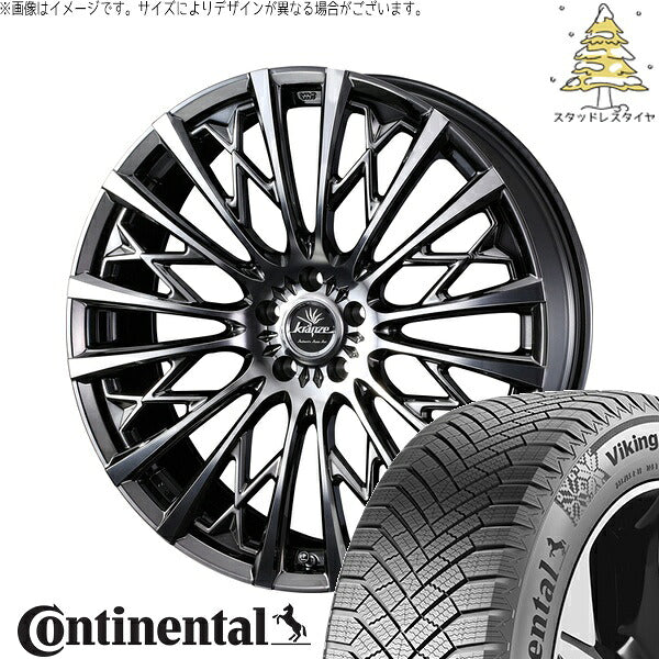 コンチネンタル バイキングコンタクト8 225/55R18 ＋ クレンツェ シュリット 855EVO SBC/ポリッシュ 18インチ 7.5J +48 5H100P スタッドレス・ホイール4本セット。1枚目。