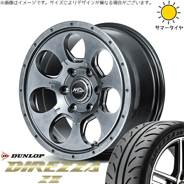 ダンロップ ディレッツァ Z3 165/50R15 ＋ MIDホイール マッドエージェント メタリックグレー 15インチ 4.5J +45 4H100P サマー・ホイール4本セット。1枚目。
