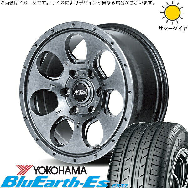ヨコハマタイヤ ブルーアース ES32 165/55R15 ＋ MIDホイール マッドエージェント メタリックグレー 15インチ 4.5J +45 4H100P サマー・ホイール4本セット。1枚目。