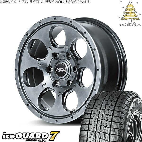 ヨコハマタイヤ アイスガードセブン IG70 215/60R16 ＋ MIDホイール マッドエージェント メタリックグレー 16インチ 7J +40 5H114.3P スタッドレス・ホイール4本セット。1枚目。