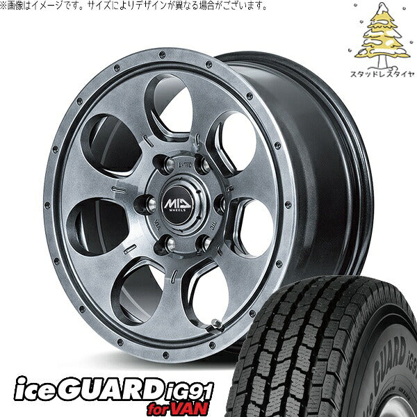 ヨコハマタイヤ アイスガード91 IG91 215/70R15 ＋ MIDホイール マッドエージェント メタリックグレー 15インチ 6J +33 6H139.7P スタッドレス・ホイール4本セット。1枚目。