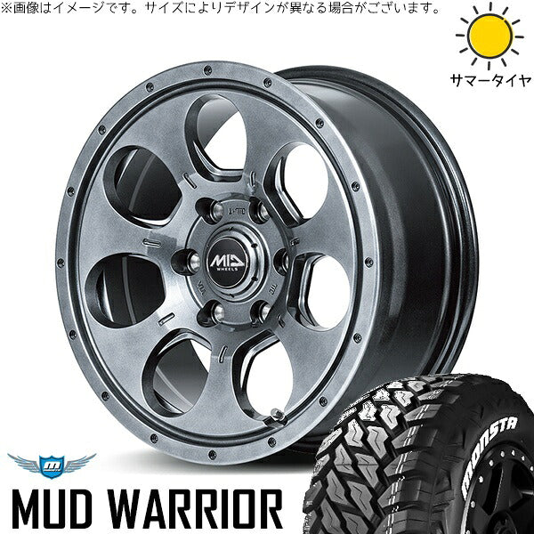 モンスタタイヤ マッドウォーリアー (MUD WARRIOR) 215/70R16 ＋ MIDホイール マッドエージェント メタリックグレー 16インチ 7J +40 5H114.3P サマー・ホイール4本セット。1枚目。