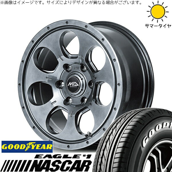 グッドイヤー イーグル ナスカー 195/80R15 ＋ MIDホイール マッドエージェント メタリックグレー 15インチ 6J +33 6H139.7P サマー・ホイール4本セット。1枚目。