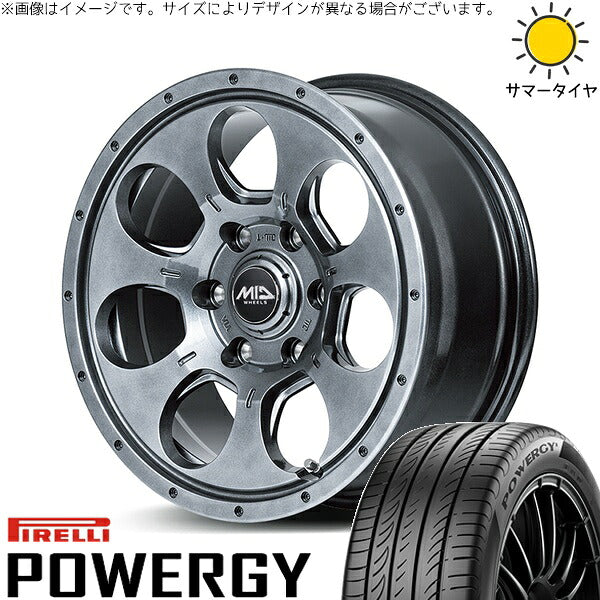 ピレリ パワジー 215/65R16 ＋ MIDホイール マッドエージェント メタリックグレー 16インチ 6.5J +38 6H139.7P サマー・ホイール4本セット。1枚目。