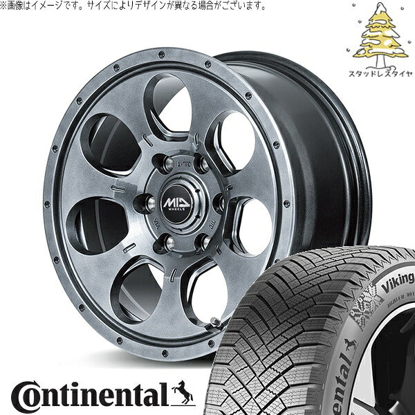 コンチネンタル バイキングコンタクト エイト (VikingContact8) 215/65R16 ＋ MIDホイール マッドエージェント メタリックグレー 16インチ 7.0J +40 5H114.3P スタッドレス・ホイール4本セット。1枚目。