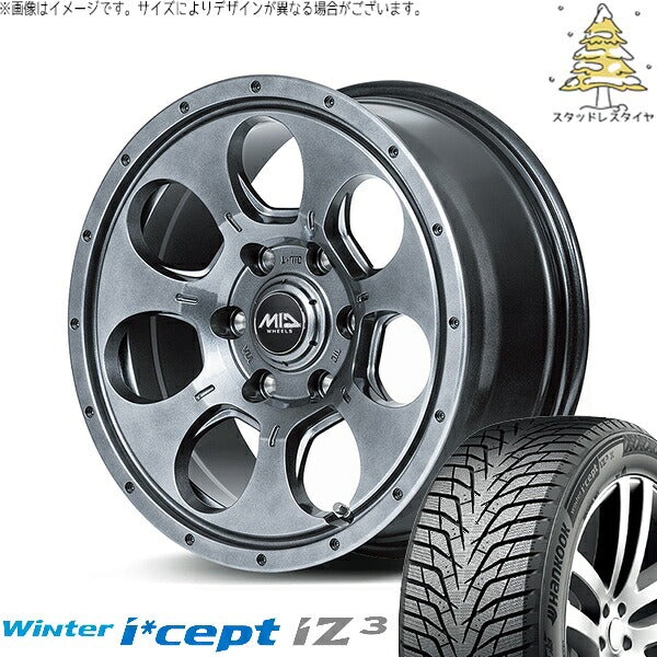 ハンコック ウィンターアイセプト IZ3 W636 215/65R16 ＋ MIDホイール マッドエージェント メタリックグレー 16インチ 6.5J +38 6H139.7P スタッドレス・ホイール4本セット。1枚目。