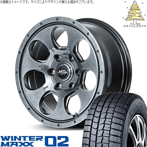 ダンロップ ウィンターマックス02 (WINTERMAXX02 WM02) 215/65R16 ＋ MIDホイール マッドエージェント メタリックグレー 16インチ 7.0J +40 5H114.3P スタッドレス・ホイール4本セット。1枚目。
