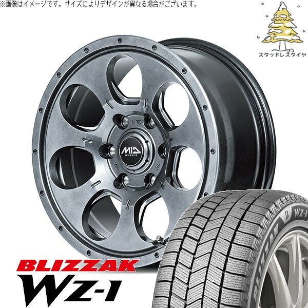 ブリヂストン ブリザック WZ-1 (BLIZZAK WZ-1) 195/65R16 ＋ MIDホイール マッドエージェント メタリックグレー 16インチ 7.0J +40 5H114.3P スタッドレス・ホイール4本セット。1枚目。