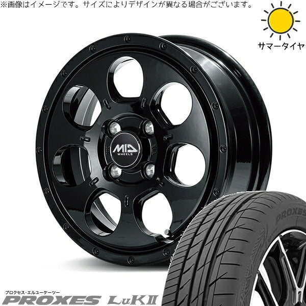 トーヨータイヤ プロクセス LuK2 165/60R14 ＋ MIDホイール マッドエージェント セミグロスブラック 14インチ 4.5J +45 4H100P サマー・ホイール4本セット。1枚目。