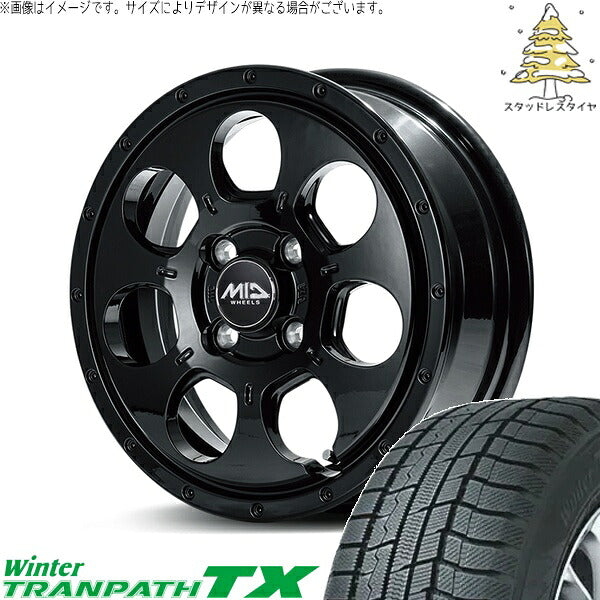 トーヨータイヤ ウィンタートランパス TX (WinterTRANPATH TX) 165/65R15 ＋ MIDホイール マッドエージェント セミグロスブラック 15インチ 4.5J +45 4H100P スタッドレス・ホイール4本セット。1枚目。