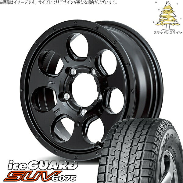 ヨコハマタイヤ アイスガード SUV G075 (iceGUARD SUV G075) 185/85R16 ＋ MIDホイール マッドエージェント セミグロスブラック 16インチ 5.5J +22 5H139.7P スタッドレス・ホイール4本セット。1枚目。