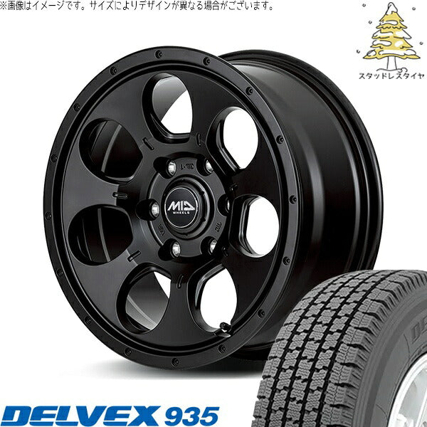 トーヨータイヤ デルベックス 935 (DELVEX 935) 195/80R15 ＋ MIDホイール マッドエージェント セミグロスブラック 15インチ 6J +33 6H139.7P スタッドレス・ホイール4本セット。1枚目。
