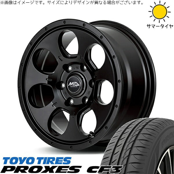 トーヨータイヤ プロクセス CF3 205/55R16 ＋ MIDホイール マッドエージェント セミグロスブラック 16インチ 7J +40 5H114.3P サマー・ホイール4本セット。1枚目。