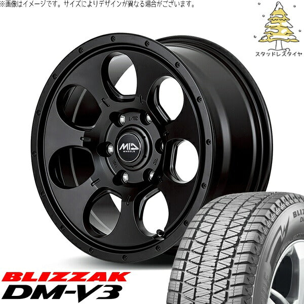 ブリヂストン ブリザック DM-V3 (BLIZZAK DM-V3) 215/70R16 ＋ MIDホイール マッドエージェント セミグロスブラック 16インチ 7.0J +40 5H114.3P スタッドレス・ホイール4本セット。1枚目。