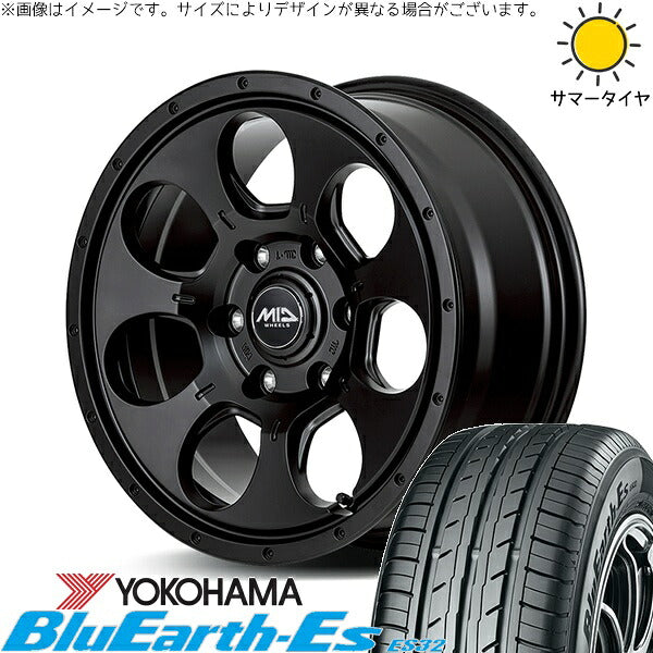 ヨコハマタイヤ ブルーアース ES32 205/55R16 ＋ MIDホイール マッドエージェント セミグロスブラック 16インチ 7J +40 5H114.3P サマー・ホイール4本セット。1枚目。
