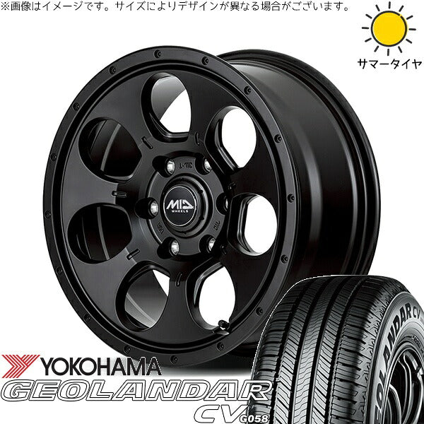 ヨコハマタイヤ ジオランダーCV G058 215/70R16 ＋ MIDホイール マッドエージェント セミグロスブラック 16インチ 6.5J +38 6H139.7P サマー・ホイール4本セット。1枚目。